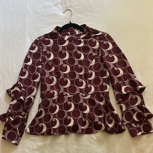 Vintage Burgundy Patterned Blouse